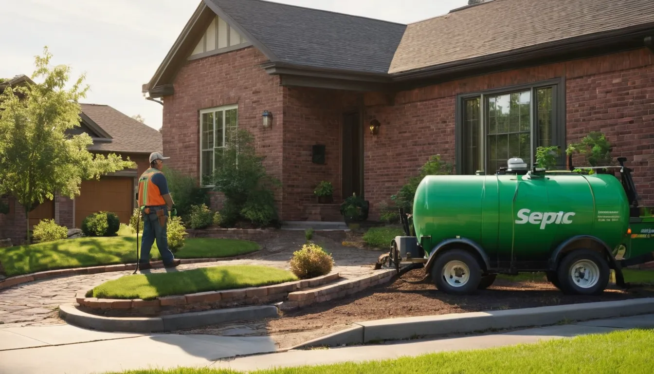 A friendly local provider reviewing a septic tank access lid with a homeowner in Houston